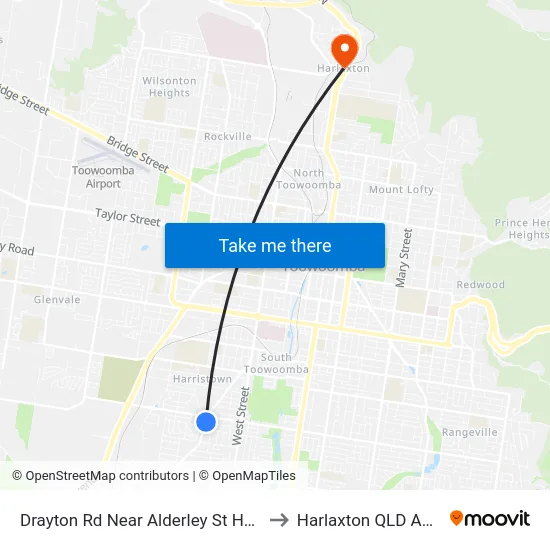 Drayton Rd Near Alderley St Hail 'N' Ride to Harlaxton QLD Australia map