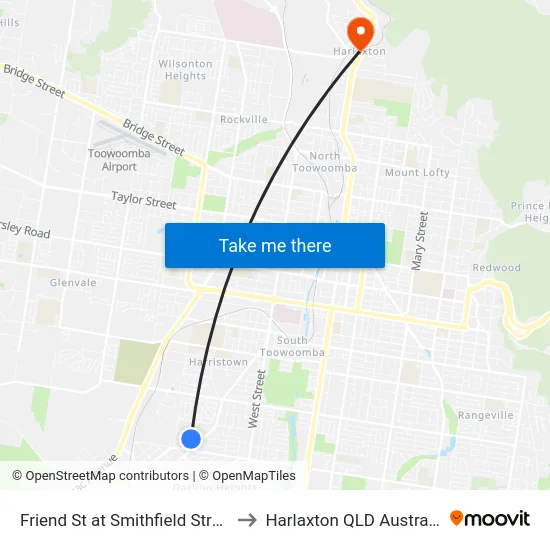 Friend St at Smithfield Street to Harlaxton QLD Australia map