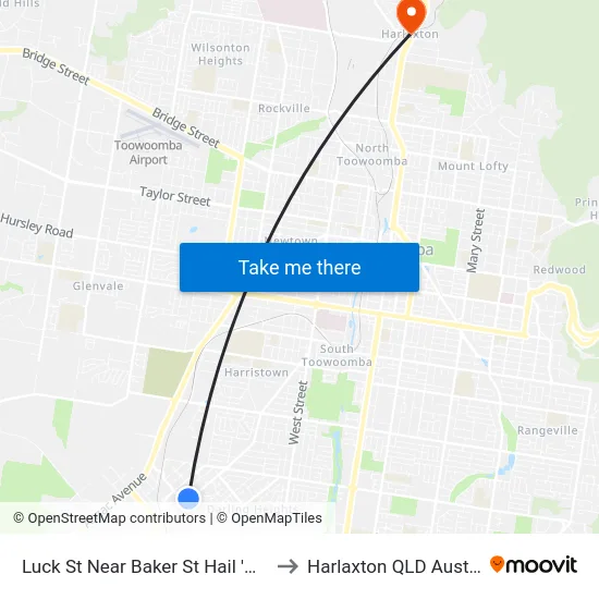 Luck St Near Baker St Hail 'N' Ride to Harlaxton QLD Australia map
