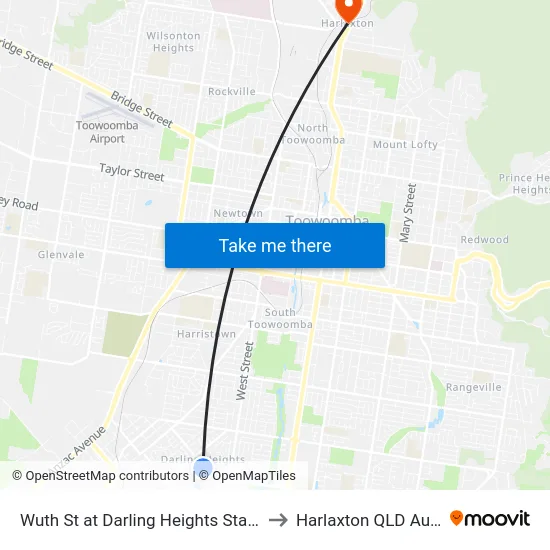 Wuth St at Darling Heights State School to Harlaxton QLD Australia map