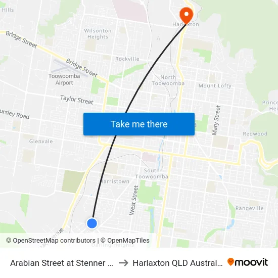 Arabian Street at Stenner St to Harlaxton QLD Australia map