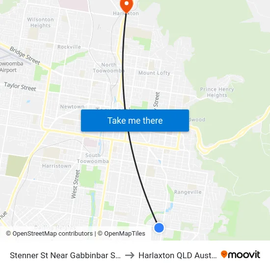 Stenner St Near Gabbinbar School to Harlaxton QLD Australia map