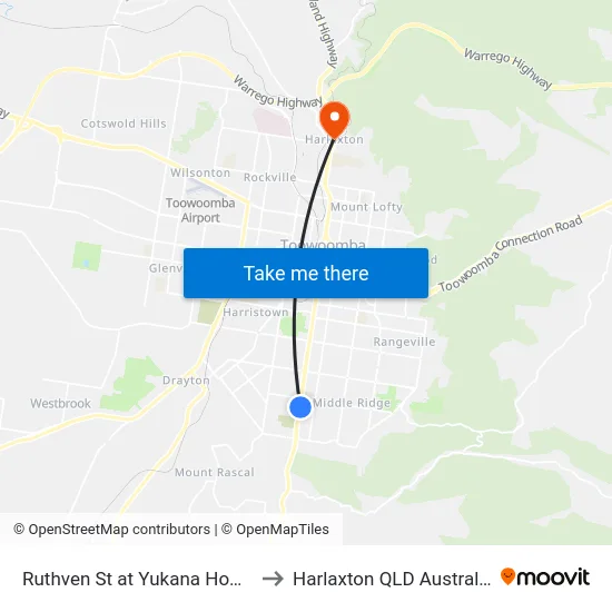 Ruthven St at Yukana Home to Harlaxton QLD Australia map