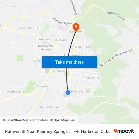 Ruthven St Near Kearney Springs Sport Complex Hnr to Harlaxton QLD Australia map
