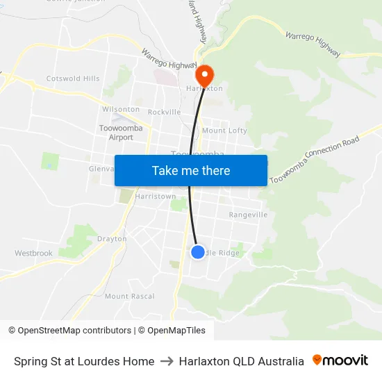 Spring St at Lourdes Home to Harlaxton QLD Australia map