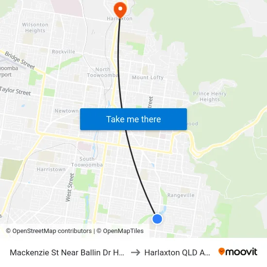 Mackenzie St Near Ballin Dr Hail 'N' Ride to Harlaxton QLD Australia map
