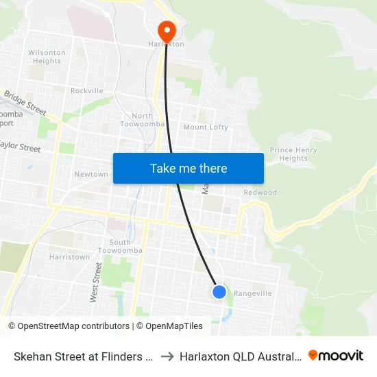 Skehan Street at Flinders St to Harlaxton QLD Australia map