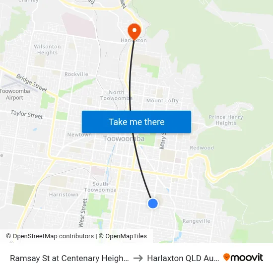 Ramsay St at Centenary Heights School to Harlaxton QLD Australia map