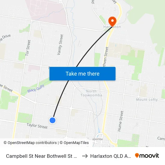 Campbell St Near Bothwell St Hail 'N' Ride to Harlaxton QLD Australia map