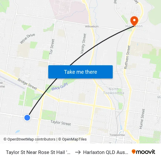 Taylor St Near Rose St Hail 'N' Ride to Harlaxton QLD Australia map