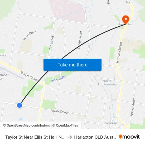 Taylor St Near Ellis St Hail 'N' Ride to Harlaxton QLD Australia map
