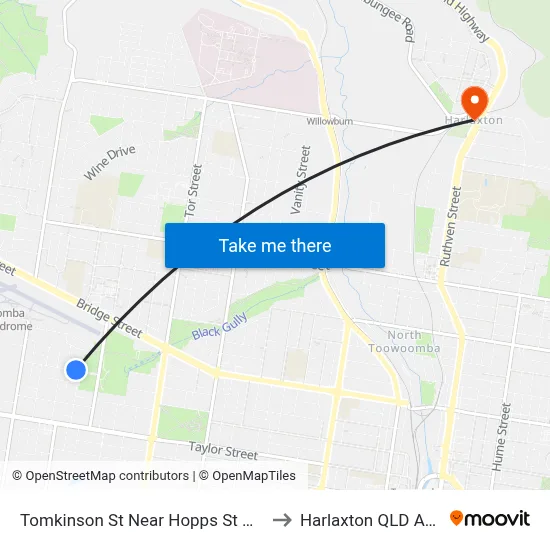 Tomkinson St Near Hopps St Hail 'N' Ride to Harlaxton QLD Australia map