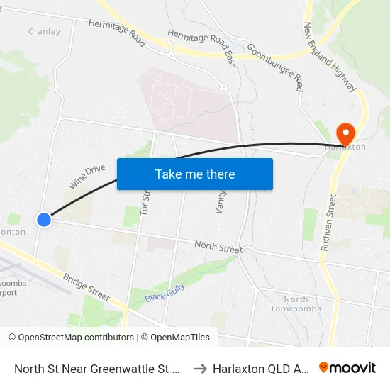 North St Near Greenwattle St Hail 'N' Ride to Harlaxton QLD Australia map