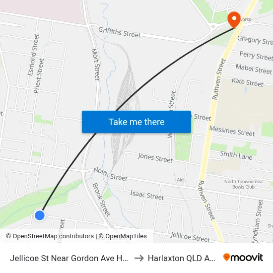 Jellicoe St Near Gordon Ave Hail 'N' Ride to Harlaxton QLD Australia map