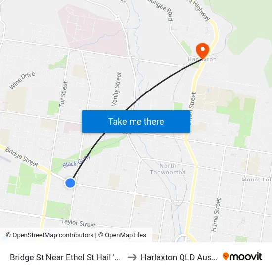 Bridge St Near Ethel St Hail 'N' Ride to Harlaxton QLD Australia map