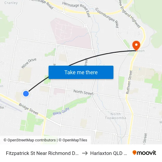 Fitzpatrick St Near Richmond Dr Hail 'N' Ride to Harlaxton QLD Australia map