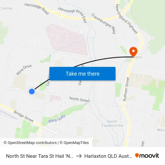 North St Near Tara St Hail 'N' Ride to Harlaxton QLD Australia map