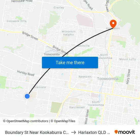 Boundary St Near Kookaburra Cr Hail 'N' Ride to Harlaxton QLD Australia map