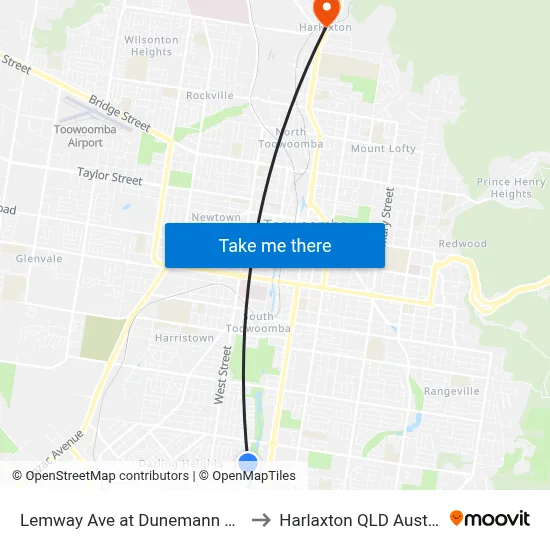 Lemway Ave at Dunemann Street to Harlaxton QLD Australia map