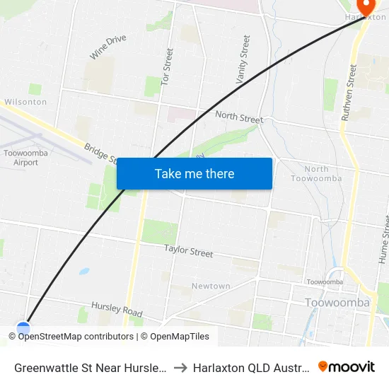 Greenwattle St Near Hursley St to Harlaxton QLD Australia map