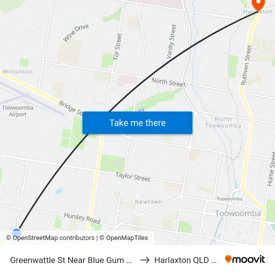 Greenwattle St Near Blue Gum Dr Hail 'N' Ride to Harlaxton QLD Australia map