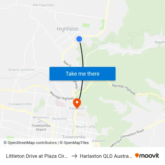 Littleton Drive at Plaza Circle to Harlaxton QLD Australia map