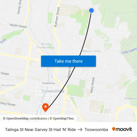 Talinga St Near Garvey St Hail 'N' Ride to Toowoomba map