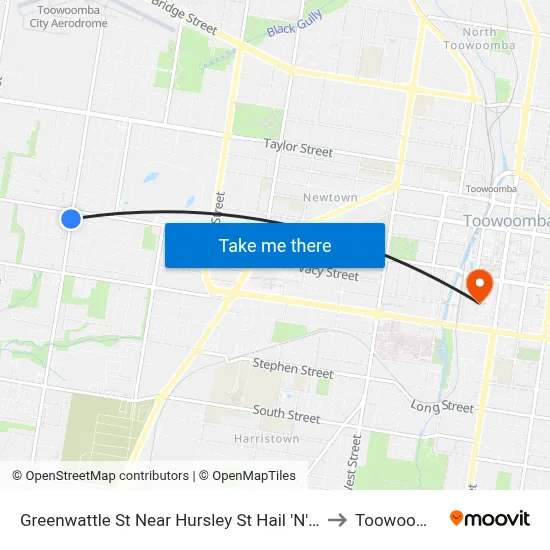 Greenwattle St Near Hursley St Hail 'N' Ride to Toowoomba map