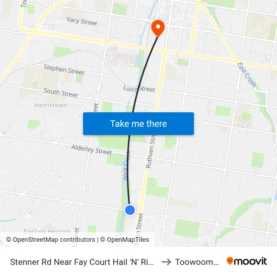 Stenner Rd Near Fay Court Hail 'N' Ride to Toowoomba map