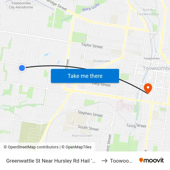 Greenwattle St Near Hursley Rd Hail 'N' Ride to Toowoomba map