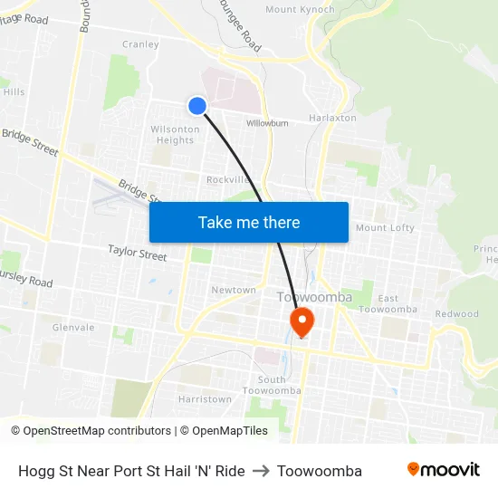 Hogg St Near Port St Hail 'N' Ride to Toowoomba map
