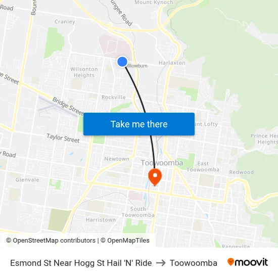 Esmond St Near Hogg St Hail 'N' Ride to Toowoomba map