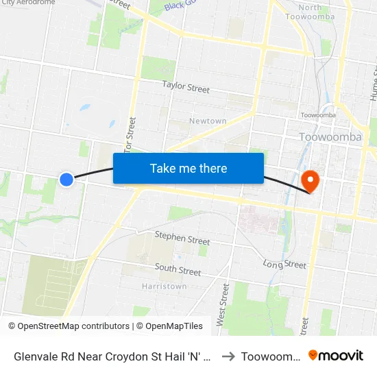 Glenvale Rd Near Croydon St Hail 'N' Ride to Toowoomba map