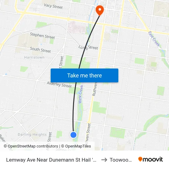 Lemway Ave Near Dunemann St Hail 'N' Ride to Toowoomba map
