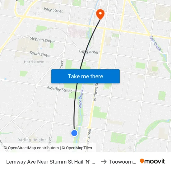 Lemway Ave Near Stumm St Hail 'N' Ride to Toowoomba map