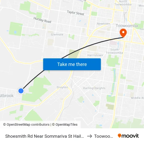 Shoesmith Rd Near Sommariva St Hail 'N' Ride to Toowoomba map