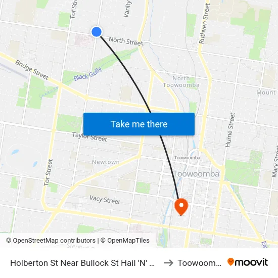 Holberton St Near Bullock St Hail 'N' Ride to Toowoomba map
