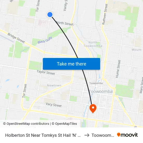 Holberton St Near Tomkys St Hail 'N' Ride to Toowoomba map
