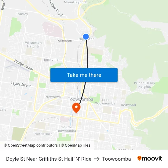 Doyle St Near Griffiths St Hail 'N' Ride to Toowoomba map