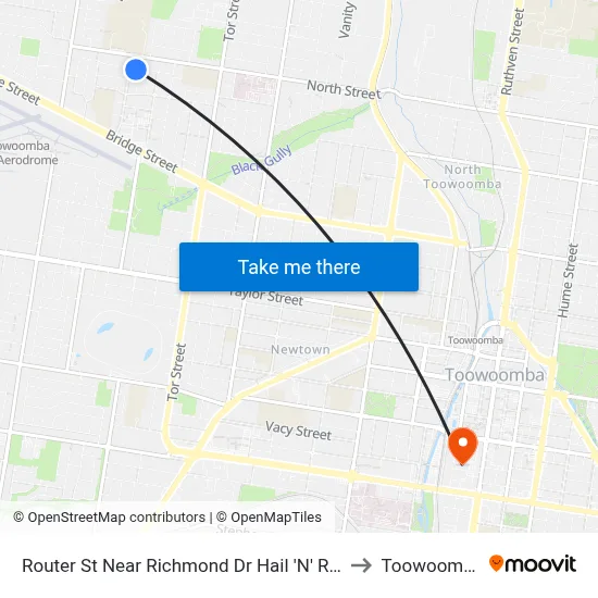 Router St Near Richmond Dr Hail 'N' Ride to Toowoomba map