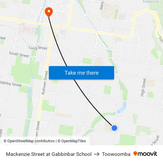 Mackenzie Street at Gabbinbar School to Toowoomba map