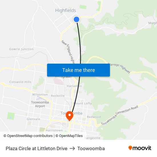 Plaza Circle at Littleton Drive to Toowoomba map