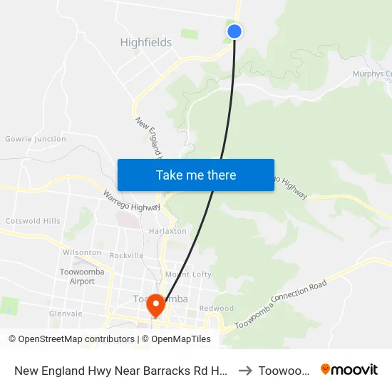 New England Hwy Near Barracks Rd Hail 'N' Ride to Toowoomba map