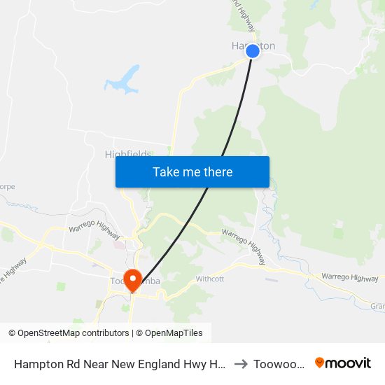Hampton Rd Near New England Hwy Hail 'N' Ride to Toowoomba map