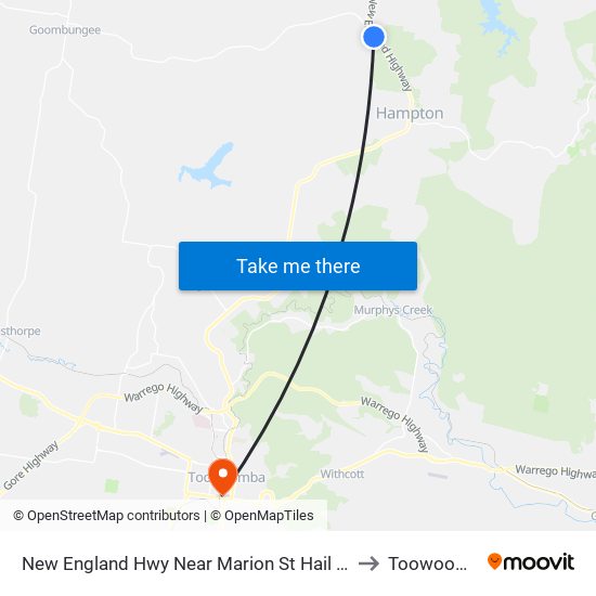 New England Hwy Near Marion St Hail 'N' Ride to Toowoomba map
