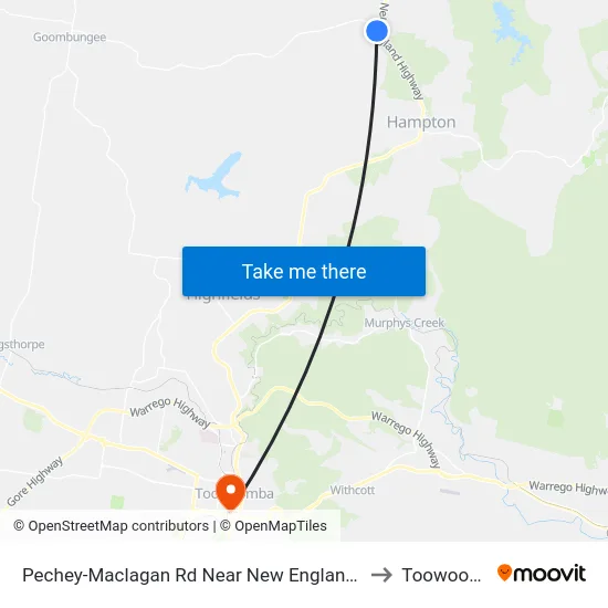 Pechey-Maclagan Rd Near New England Hwy Hnr to Toowoomba map
