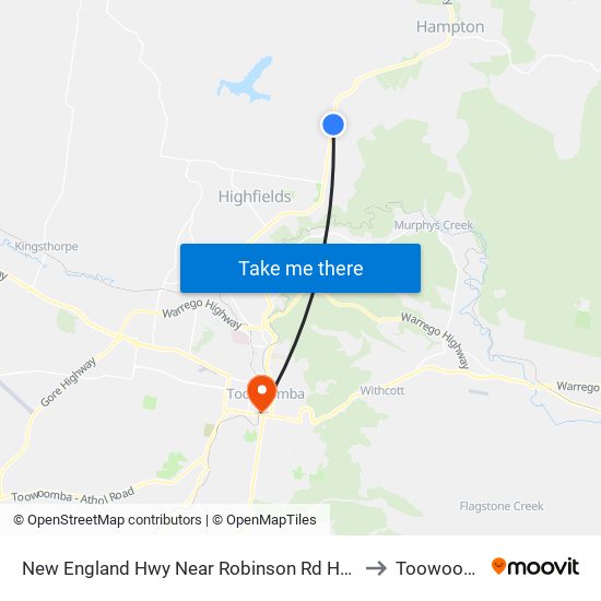 New England Hwy Near Robinson Rd Hail 'N' Ride to Toowoomba map