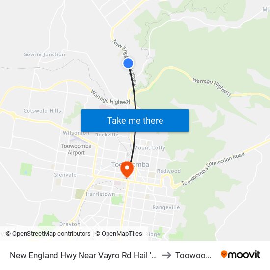 New England Hwy Near Vayro Rd Hail 'N' Ride to Toowoomba map