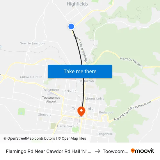 Flamingo Rd Near Cawdor Rd Hail 'N' Ride to Toowoomba map