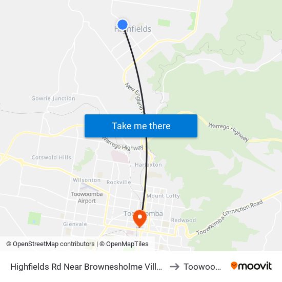 Highfields Rd Near Brownesholme Village Hnr to Toowoomba map